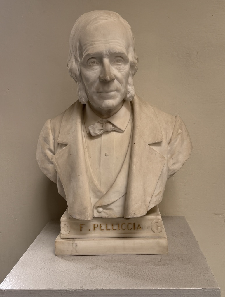 Marble bust of F. Pelliccia, a Carrara sculptor